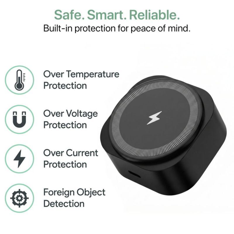Cargador inalámbrico Chargewell Qi2 15W MagSafe negro