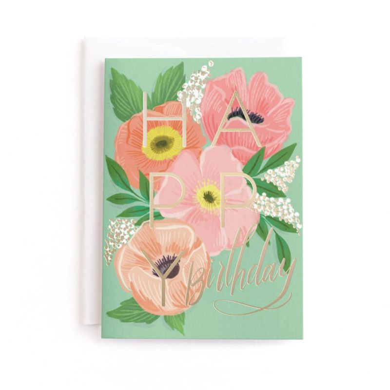 Tarjeta de Cumpleaños Minted 5x7 con Amapolas