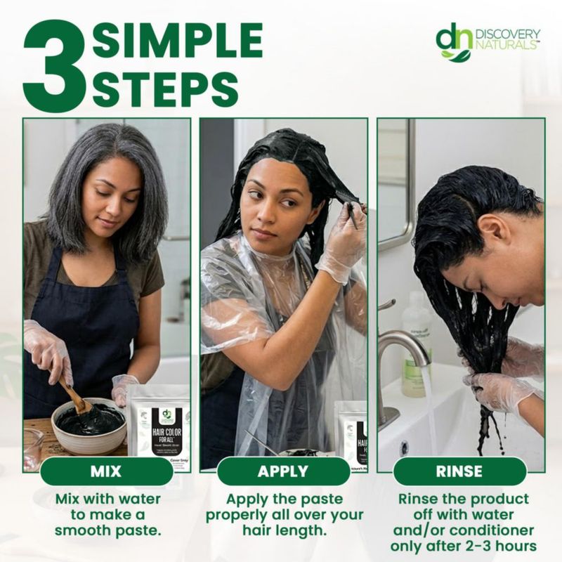 Kit de Coloración de Cabello Negro Natural Midnight 100 g – Discovery Naturals