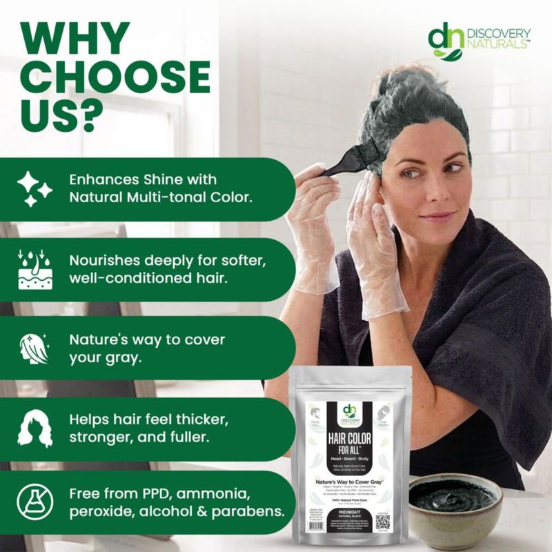 Kit de Coloración de Cabello Negro Natural Midnight 100 g – Discovery Naturals