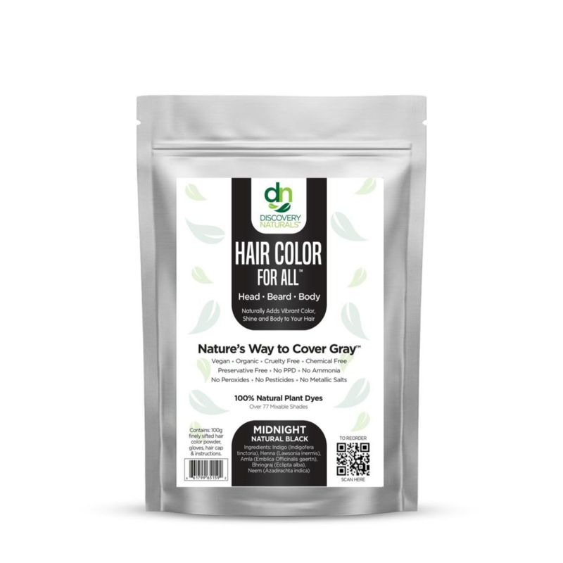 Kit de Coloración de Cabello Negro Natural Midnight 100 g – Discovery Naturals