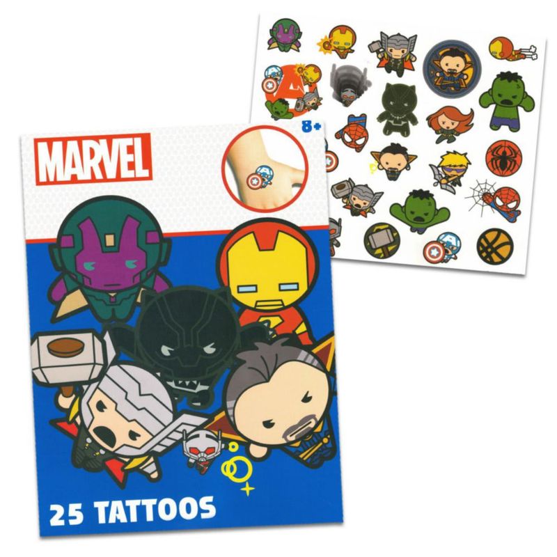 Tatuajes temporales Marvel 150 piezas - Pack de superhéroes