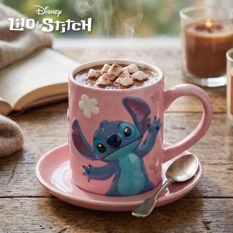 Taza Silver Buffalo 591 ml Lilo & Stitch Ángel 3D