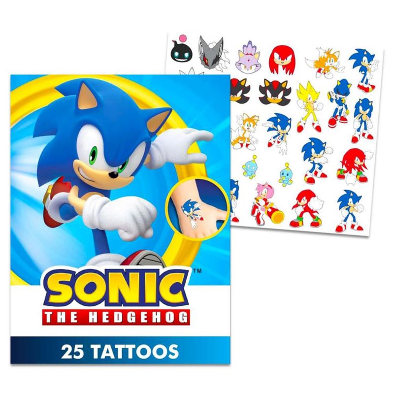 Paquete de 75 tatuajes temporales de Sonic the Hedgehog