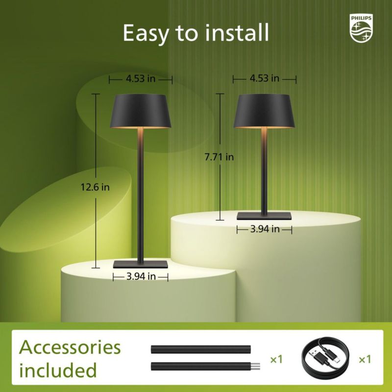 Lámpara de mesa Philips TL Solar Alya Dim BK 1PK
