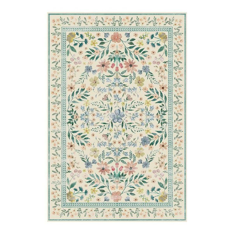 Alfombra Rugxara Floral 91 cm x 152 cm Lavable Boho