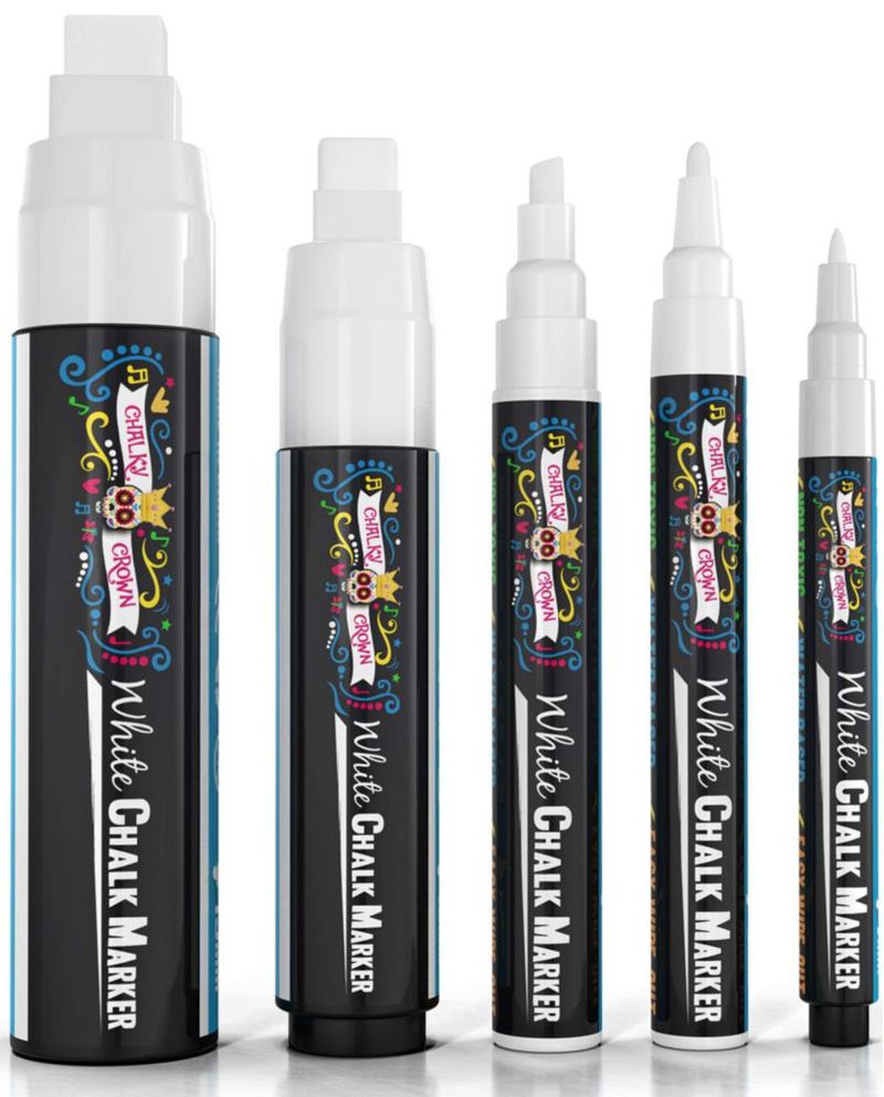 Marcadores de tiza CHALKY CROWN pack de 5 (1 3 6 10 15 mm)