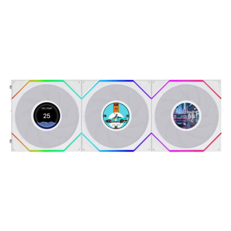 Ventilador Lian Li UNI TL LCD 120 ARGB PWM (Pack de 3) Blanco