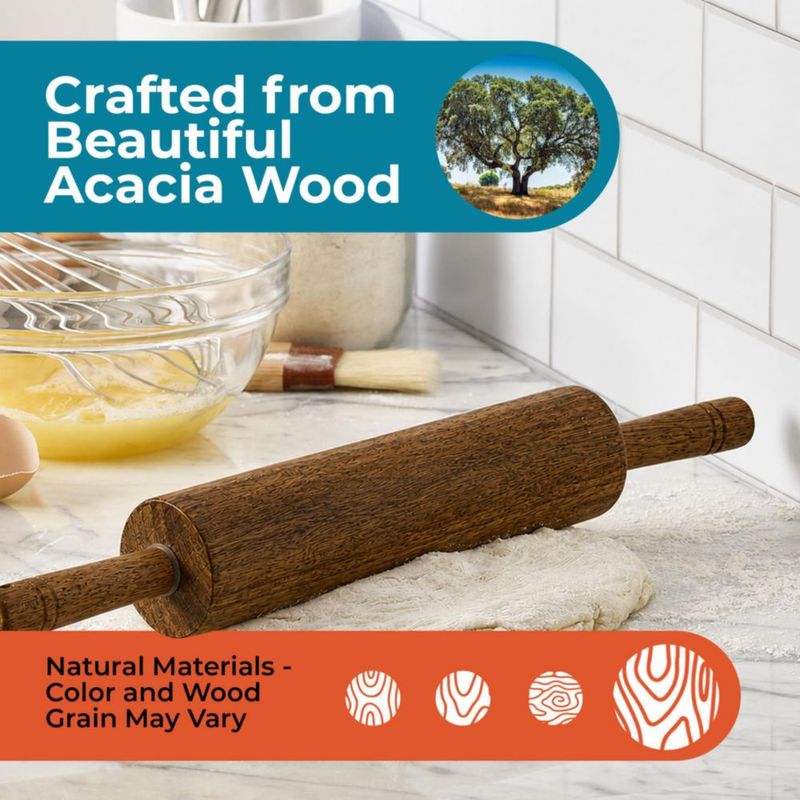 Rodillo de masa de madera de acacia Farberware marrón