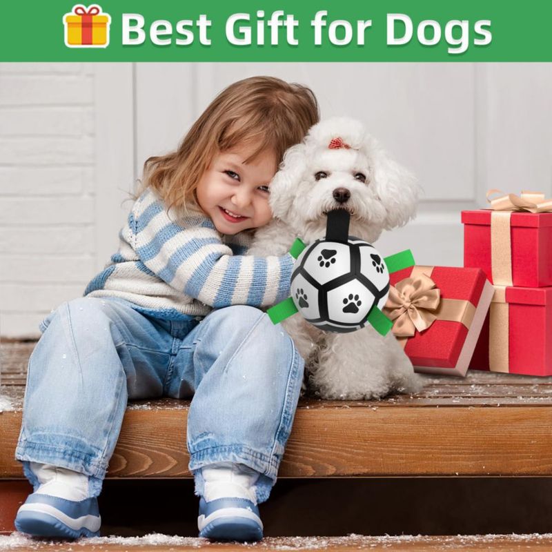 Pelota de fútbol para perros QDAN Dog Toy con correas para perros pequeños