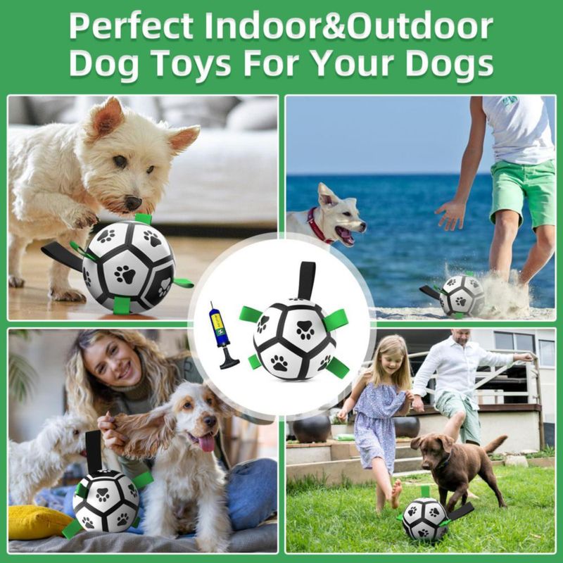 Pelota de fútbol para perros QDAN Dog Toy con correas para perros pequeños