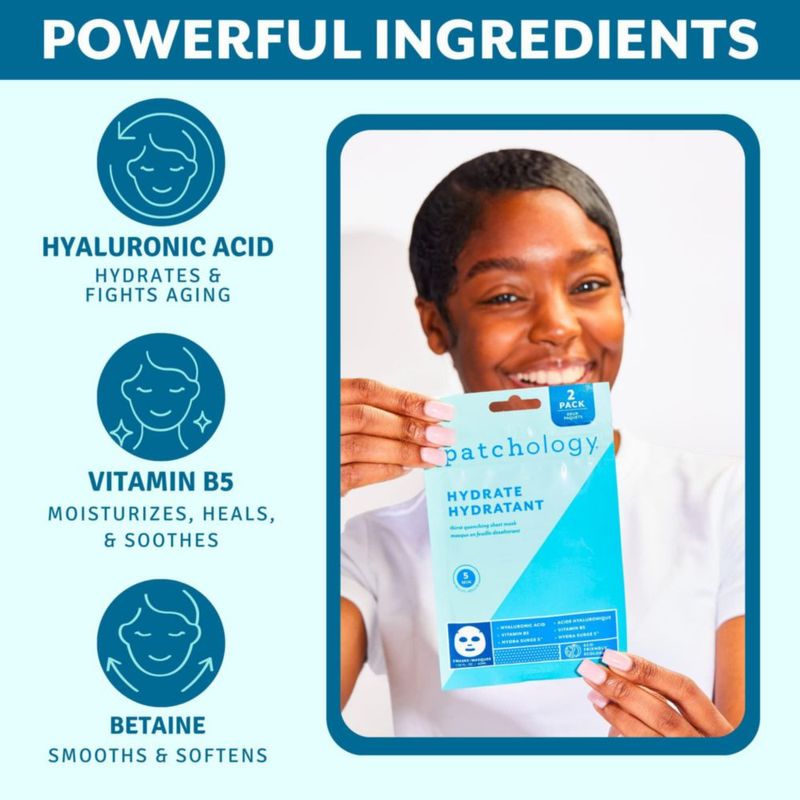 Mascarilla facial Patchology Hydrate FlashMasque con ácido hialurónico