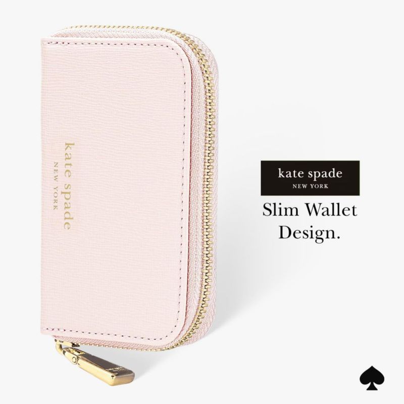 Billetera Devin Zip Magnética Kate Spade New York en Rosa Tiza