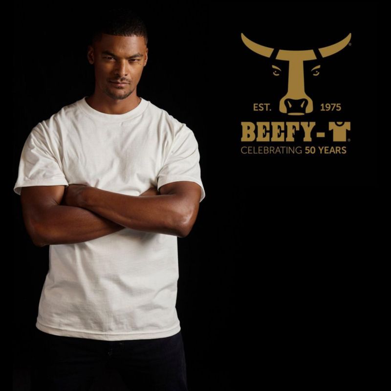 Remera Hanes Beefy Manga Corta 2-Pack Azul Marino 4XL/Alto