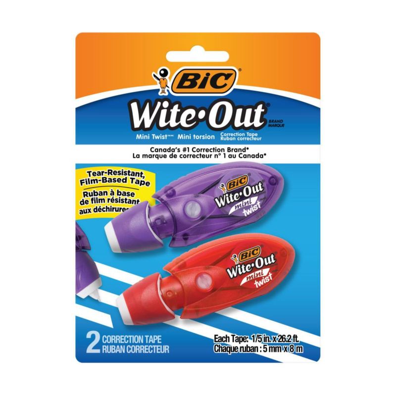 Cinta Correctora BIC Wite-Out Mini Twist Paquete de 2 de 8 m