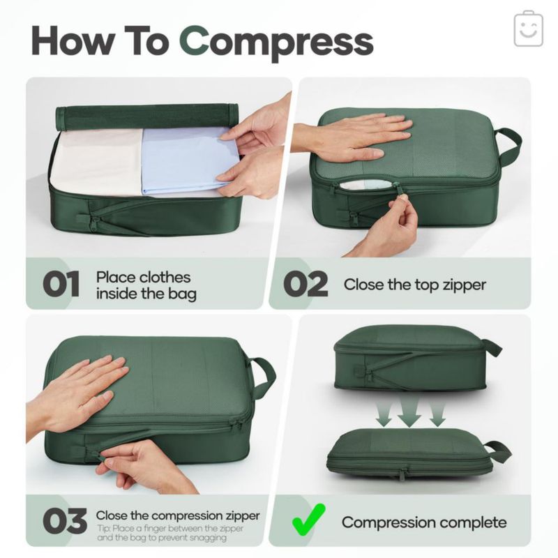 Set de 9 Piezas de Cubos de Compresión para Viaje Veken con Bolsa de Almacenamiento