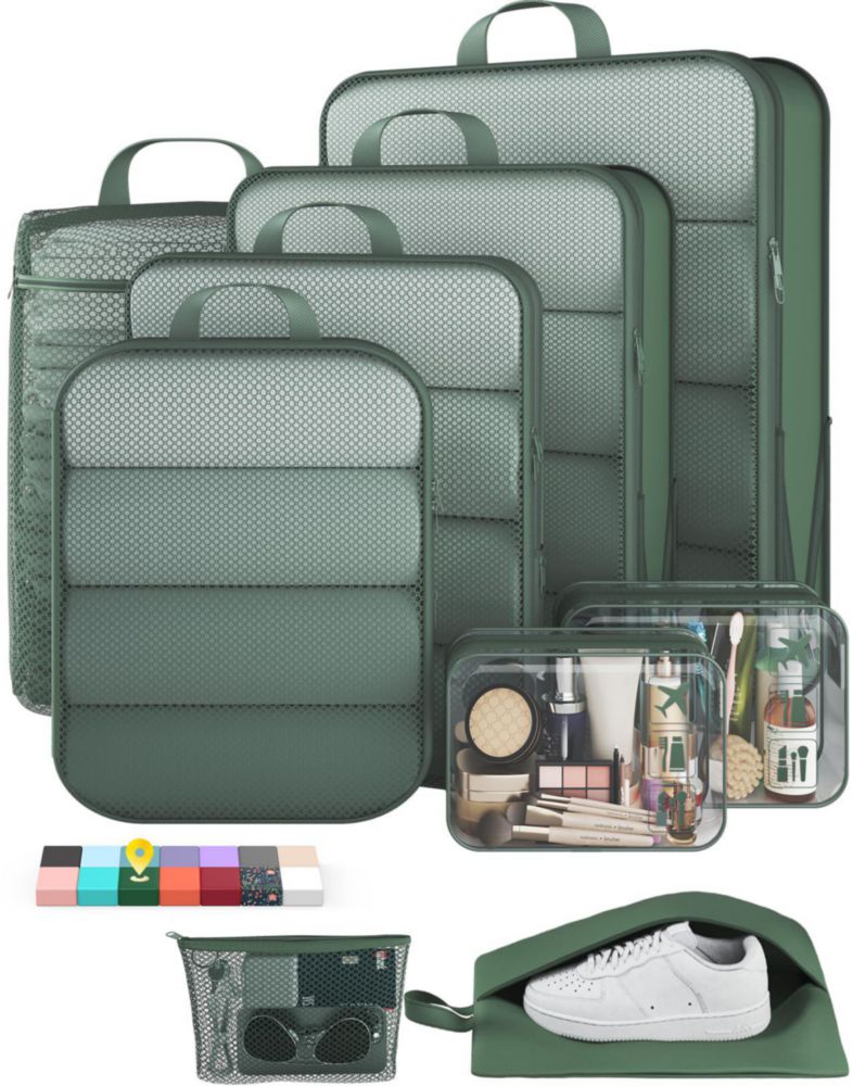 Set de 9 Piezas de Cubos de Compresión para Viaje Veken con Bolsa de Almacenamiento