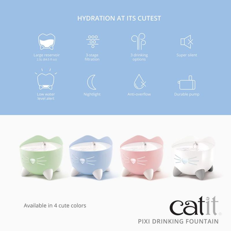 Fuente de agua para gatos Catit PIXI fuente para beber color rosa