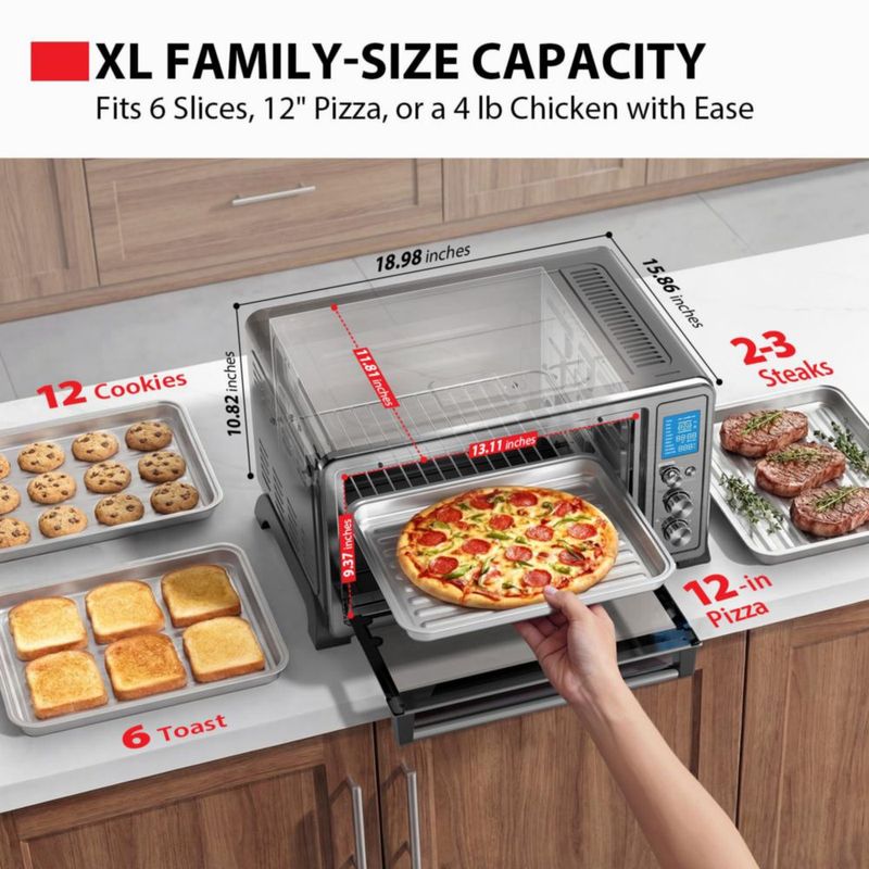 Horno de Encimera TOSHIBA 10 en 1 1500W para 6 Rebanadas Negro