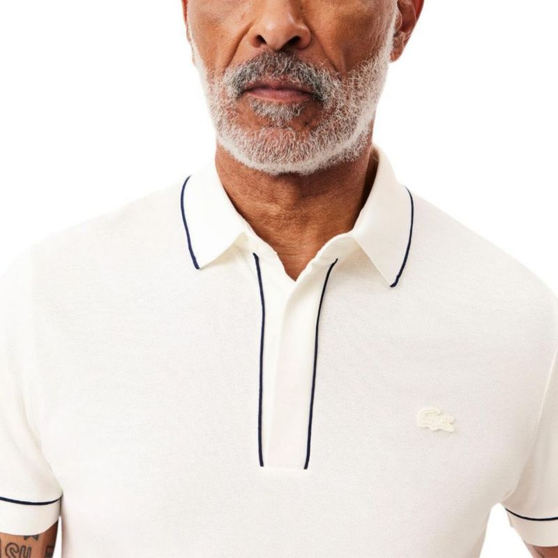 Camisa Polo Lacoste París Stretch Piqué Color Harina Talle M