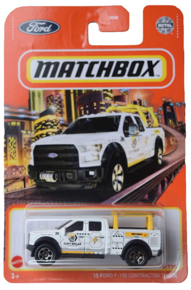 Camión de juguete Matchbox '15 Ford F 150 Contractor White 1:64