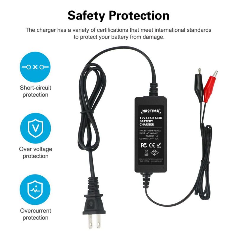 Cargador de Batería NASTIMA 12V 1.2A SLA con Indicador LED