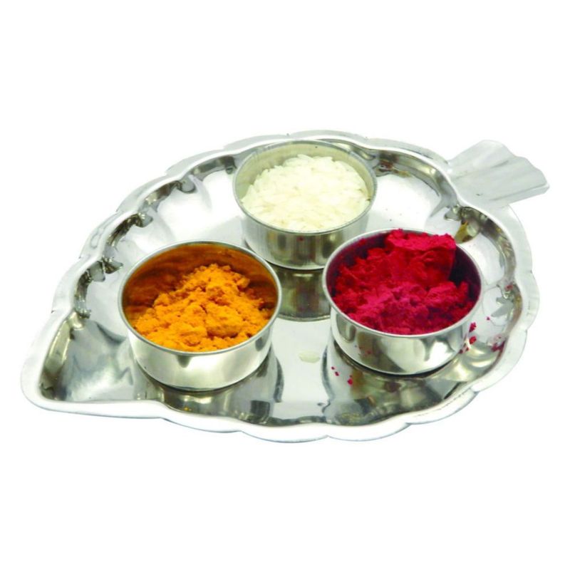 Caja de Almacenamiento SHRIYA de Acero Inoxidable en Forma de Hoja con 3 Contenedores