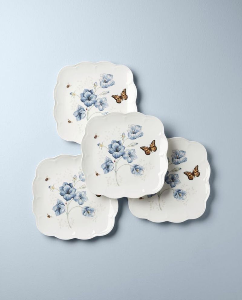 Juego de vajilla Lenox 894309 Butterfly Meadow de 4 platos cuadrados