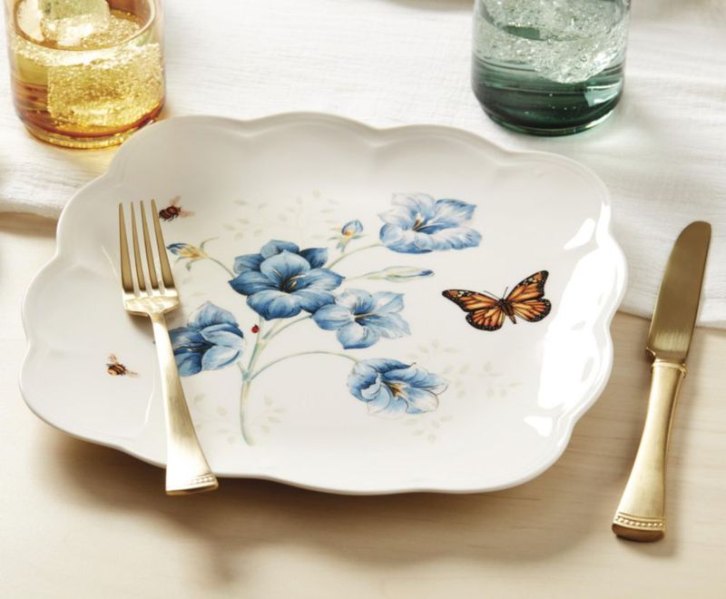 Juego de vajilla Lenox 894309 Butterfly Meadow de 4 platos cuadrados