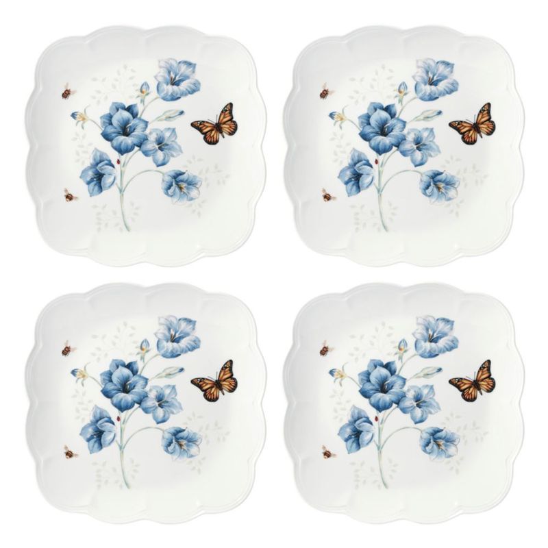 Juego de vajilla Lenox 894309 Butterfly Meadow de 4 platos cuadrados