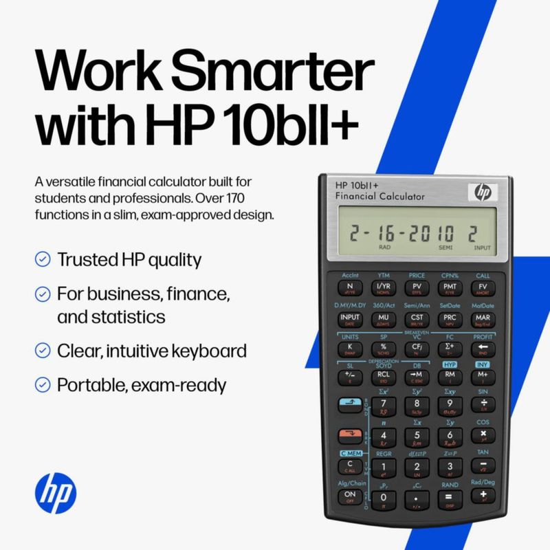 Calculadora Financiera HP 10bII+ con Más de 100 Funciones y Estuche de Tela