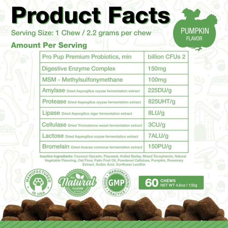Probióticos para Perros Pawlife Pro Pup 60 Masticables Suaves con Calabaza