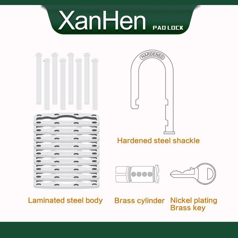 Candado XanHen de Acero Laminado con Llaves Iguales Paquete de 12 40 mm