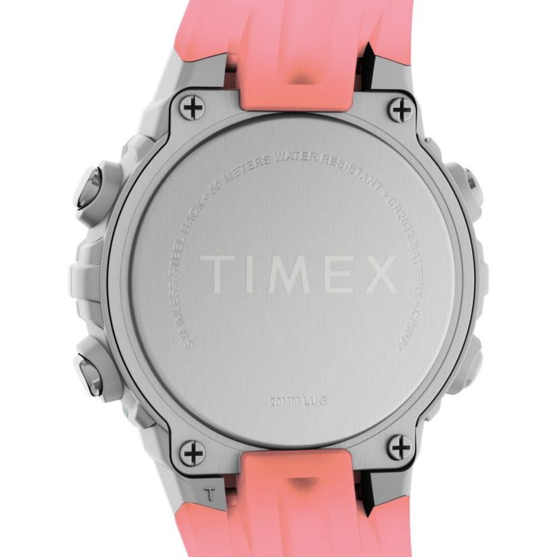Reloj Digital Timex Caja Plateada 33 mm Correa Rosa