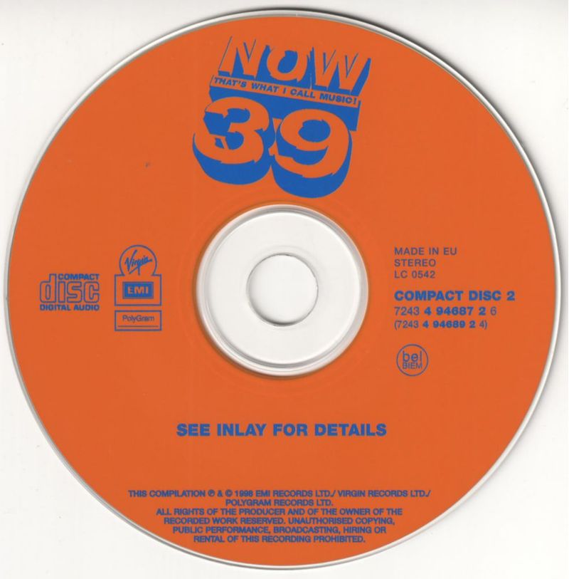 CD de Música emi Now That's What I Call Music 39 2CD