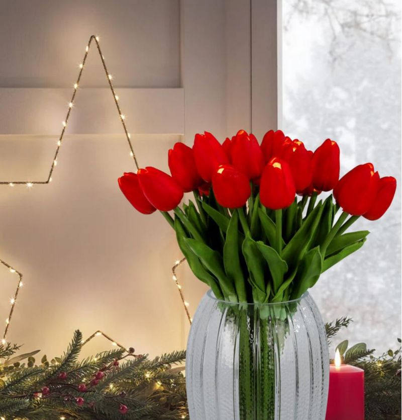 Tulipanes Artificiales HOMESEASONS 20 unidades con Luz LED 38 cm