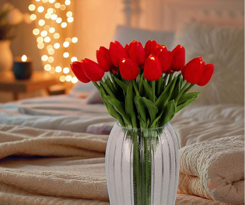 Tulipanes Artificiales HOMESEASONS 20 unidades con Luz LED 38 cm