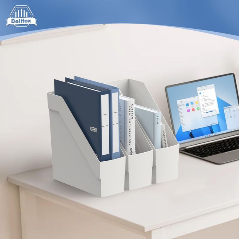 Organizador de Revistas Delifox Juego de 3 Plástico Gris