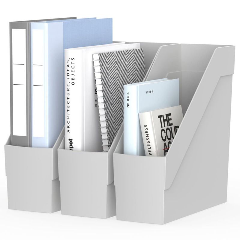Organizador de Revistas Delifox Juego de 3 Plástico Gris