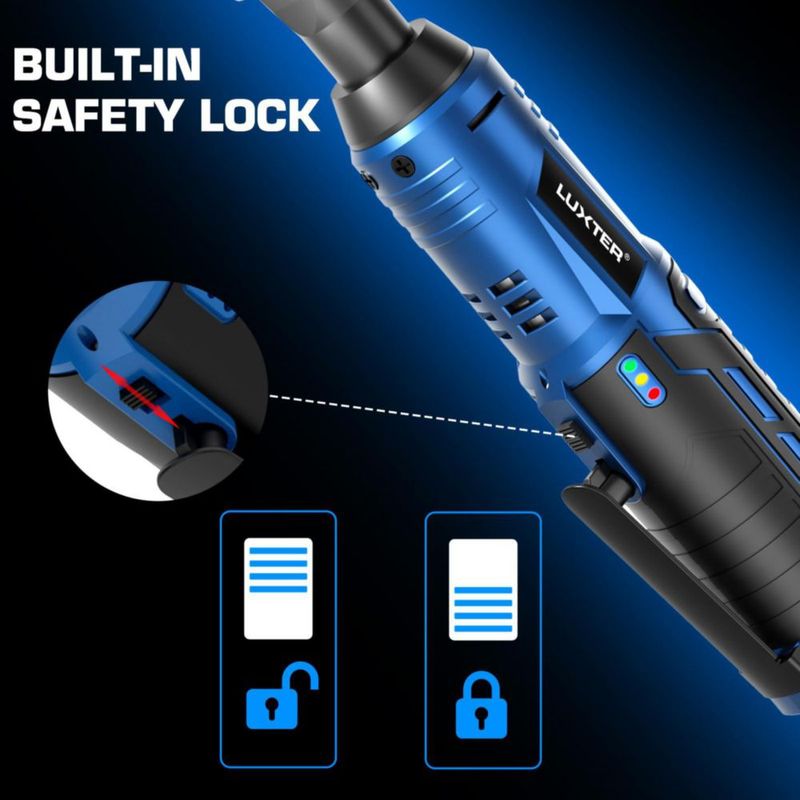 Llave de Carraca Inalámbrica LUXTER 3/8" 12V Kit con Torque de 45 Ft-lbs