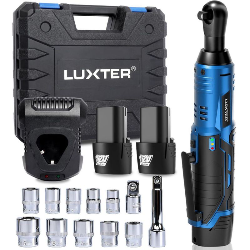 Llave de Carraca Inalámbrica LUXTER 3/8" 12V Kit con Torque de 45 Ft-lbs