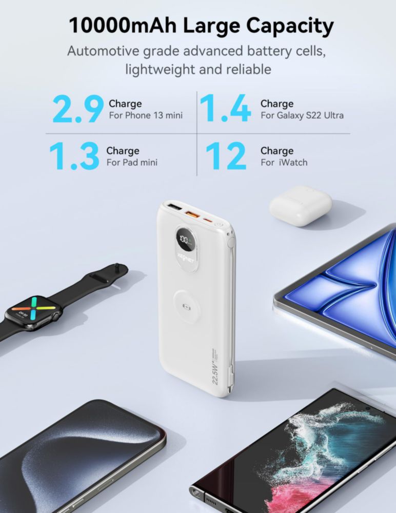 Power Bank XEGNER 10000mAh 20W Inalámbrico con Enchufe para iWatch