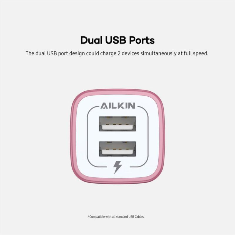 Cargador de Pared USB AILKIN de Doble Puerto Carga Rápida 5V 2.1A