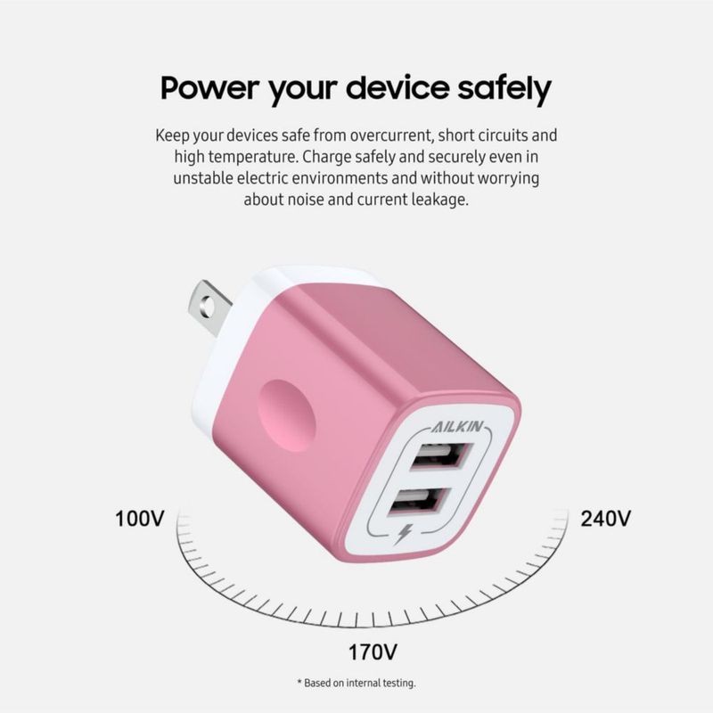 Cargador de Pared USB AILKIN de Doble Puerto Carga Rápida 5V 2.1A
