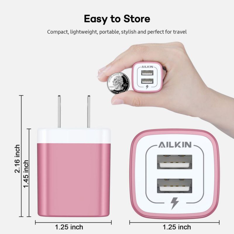 Cargador de Pared USB AILKIN de Doble Puerto Carga Rápida 5V 2.1A