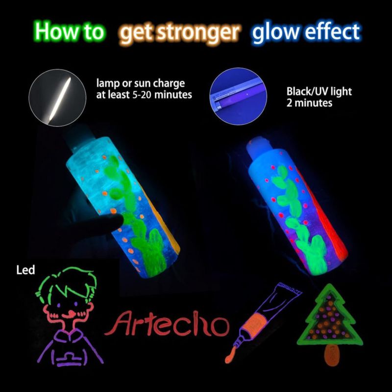 Pintura Acrílica Artecho que Brilla en la Oscuridad 120ml Azul