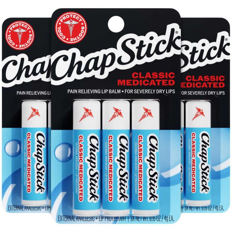 Bálsamo Labial Medicado ChapStick Clásico Paquete de 3 Tubos de 4 g Cada Uno