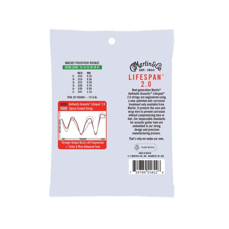 Cuerdas para guitarra Martin Authentic Acoustic Liffetime 2.0
