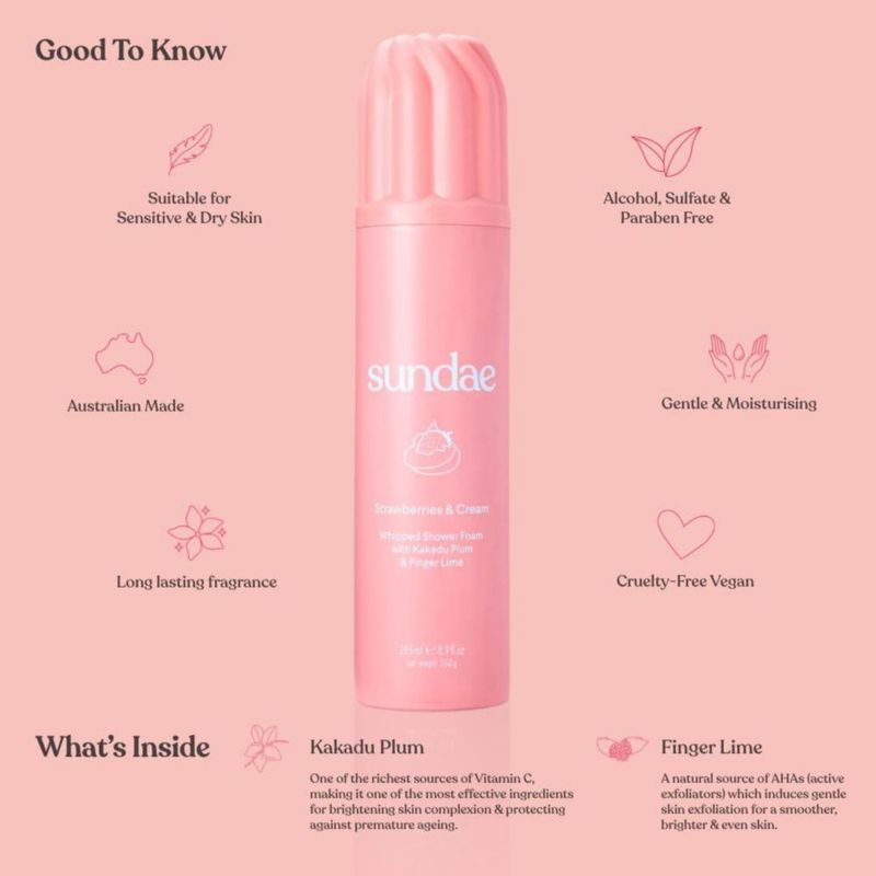 Espuma de Ducha Batida Body Wash Sundae 265 ml Fresa