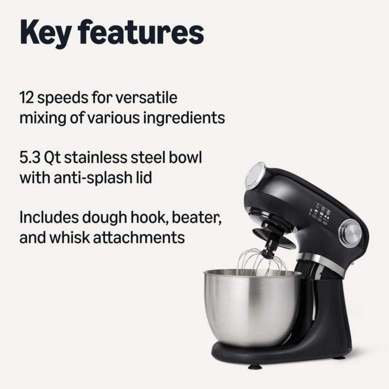 Batidora de Alimentos Amazon Basics 5.3 Qt Tazón 12 Velocidades 350W